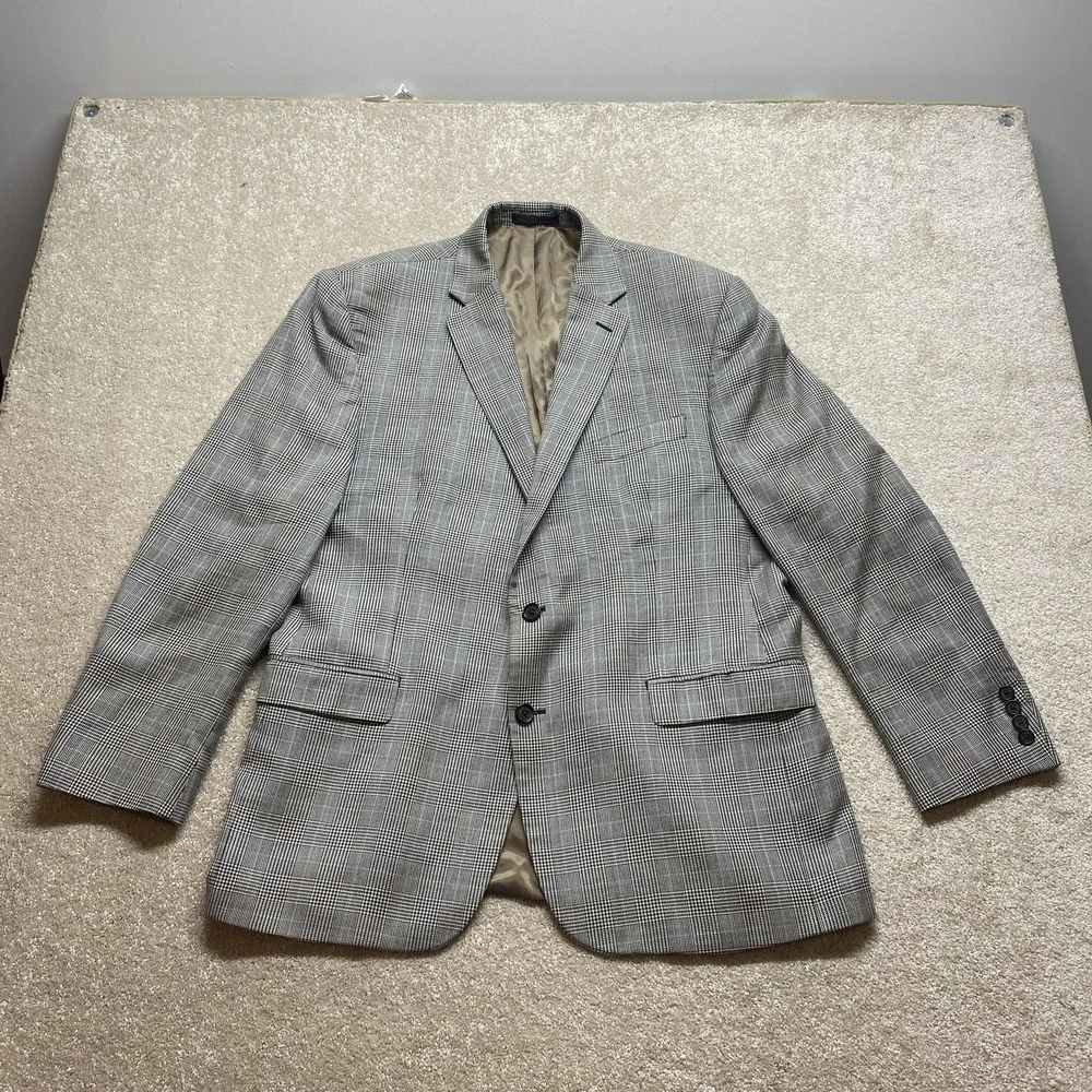 Lauren Ralph Lauren‎ Blazer Mens 44R Plaid Silk Wool Sport Coat Jacket Classic